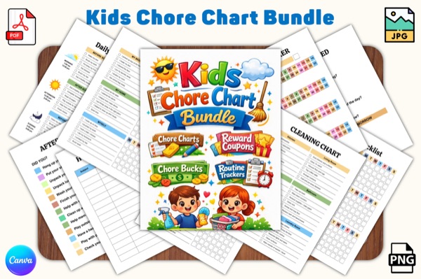 Kids Chore Chart Bundle Preview 1
