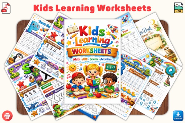 Kids Learning Worksheets Preview 1