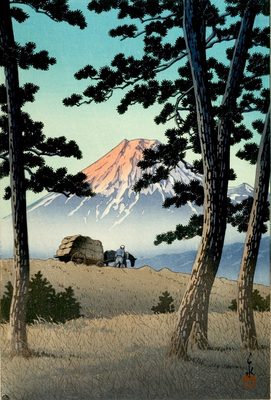 Mount Fuji Behind Pine Trees by Kawase Hasui